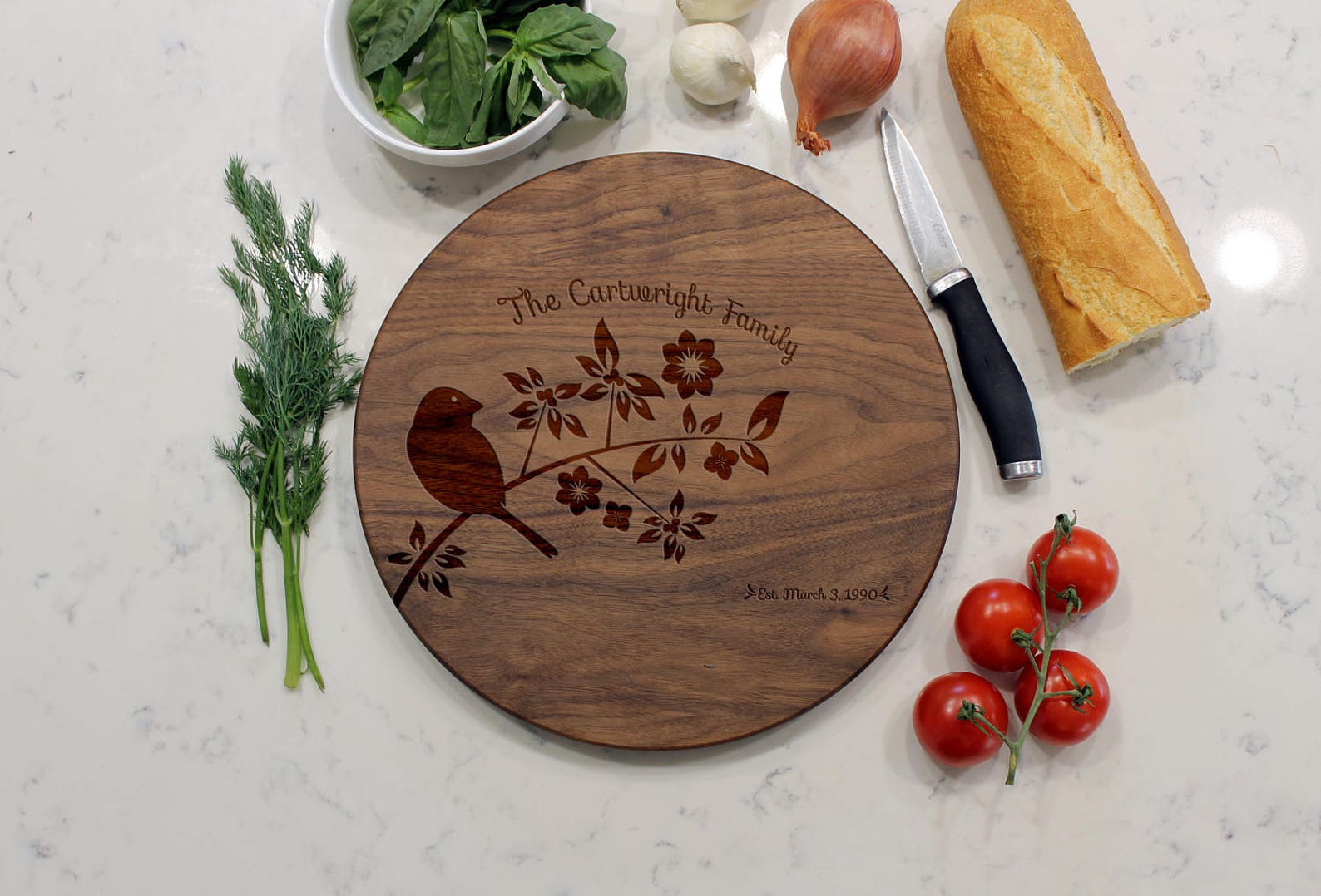Personalized Round Cutting Board Custom Round Cutting Board Etsy