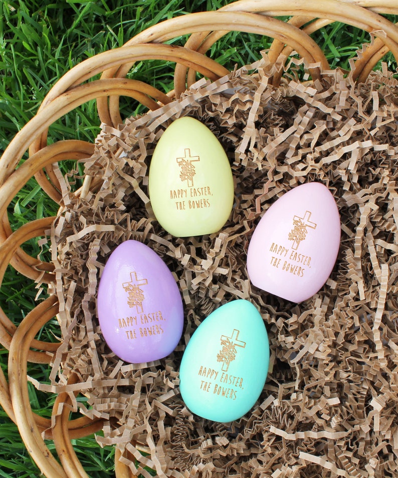 Custom Easter Gift Easter Decor Easter Basket Gift Wood Egg Easter Gifts --EGG-FOUR-Bowers Easter Decorations Personalized Easter Eggs
