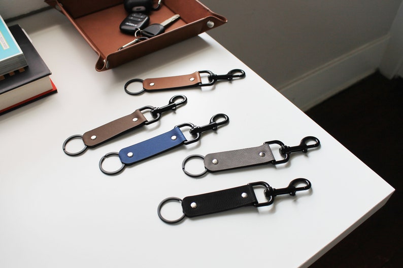 Custom Keychain Personalized Keychain Engraved Keychain Clasp Keychain Trigger Clasp Keychain --FXCLASP-B-JOHNSMITH Faux Leather Keychain