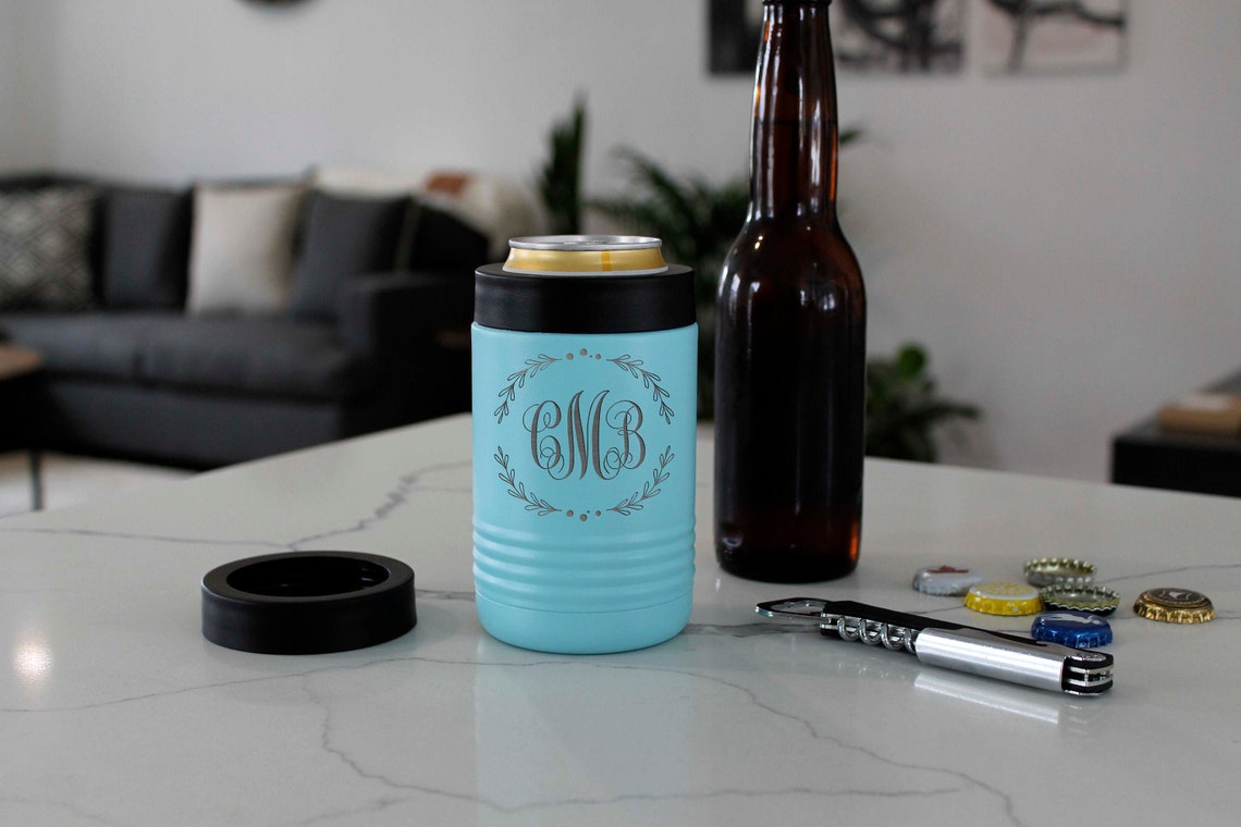 Monogrammed Custom Metal Koozie Custom Koozies Custom beer Etsy