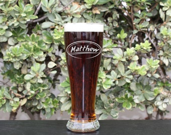 Groomsman Gift, Personalized Beer Glasses, Personalized Glass, Custom Engraved Beer Glasses, Engraved Pilsner Glasses --GLS-PILSNER-Matthew2