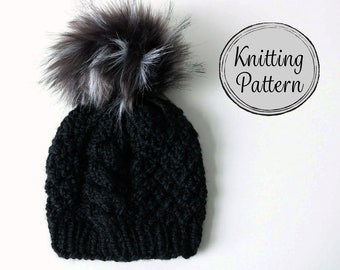 Zopfmuster, Beanie Mütze Strickmuster, Geflochtenes Design (PDF)