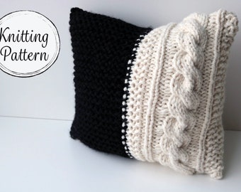 ANLEITUNG - Vistosa Zopfmuster Kissenbezug, Strickmuster, 14x14", PDF. Sofort Download.