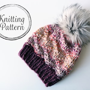 PATTERN - BeaCapes Design Zig Zag Beanie Knitting Pattern. Knitting Pattern for Knit Beanie Hat. PDF. Instant Download.