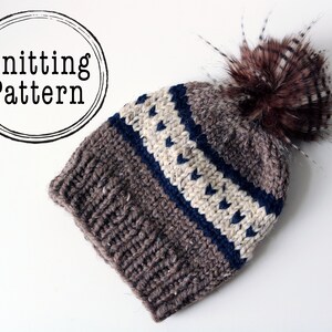 PATTERN - Knitting Pattern for Knit Beanie Hat. PDF. Instant Download.