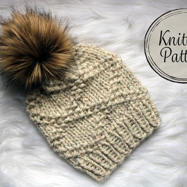 PATTERN - BeaCapes Design Diamond Beanie Knitting Pattern. Knitting Pattern for Knit Beanie Hat. PDF. Instant Download.