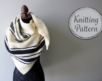 BeaCapes Design Arcadian Triangle Scarf Knitting Pattern. Knitting Pattern for Striped Triangle Scarf, Shawl, Wrap. PDF. Instant Download.