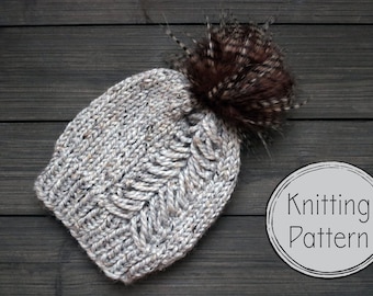 Strickanleitung Zopfmütze: Fischschwanz-Zopfmuster, Superbulky-Garn (PDF)