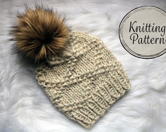 PATTERN - BeaCapes Design Diamond Beanie Knitting Pattern. Knitting Pattern for Knit Beanie Hat. PDF. Instant Download.