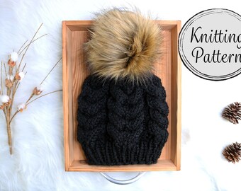 Zopfmuster, Beanie Mütze Strickmuster (PDF)