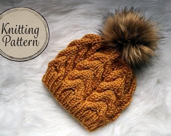 Strickanleitung Zopfmuster-Mütze, geflochtene Mütze (PDF)