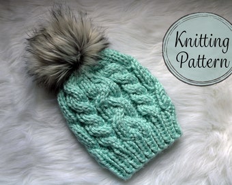 Strickanleitung Zopfmuster, Mütze Strickmuster, geflochtene Mütze (PDF)