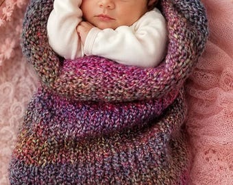 Knitting Pattern for Newborn Baby Cocoon | Photography Prop Swaddle (PDF). Instant Download.