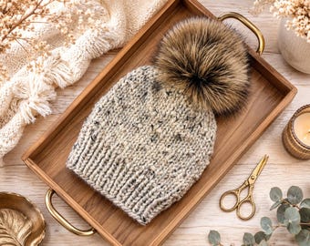 Easy Chunky Knit Beanie Pattern | Dovette Beanie Hat (PDF). Instant Download.