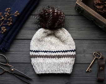 Striped Beanie Knitting Pattern | Edgewood Beanie (PDF). Instant Download.