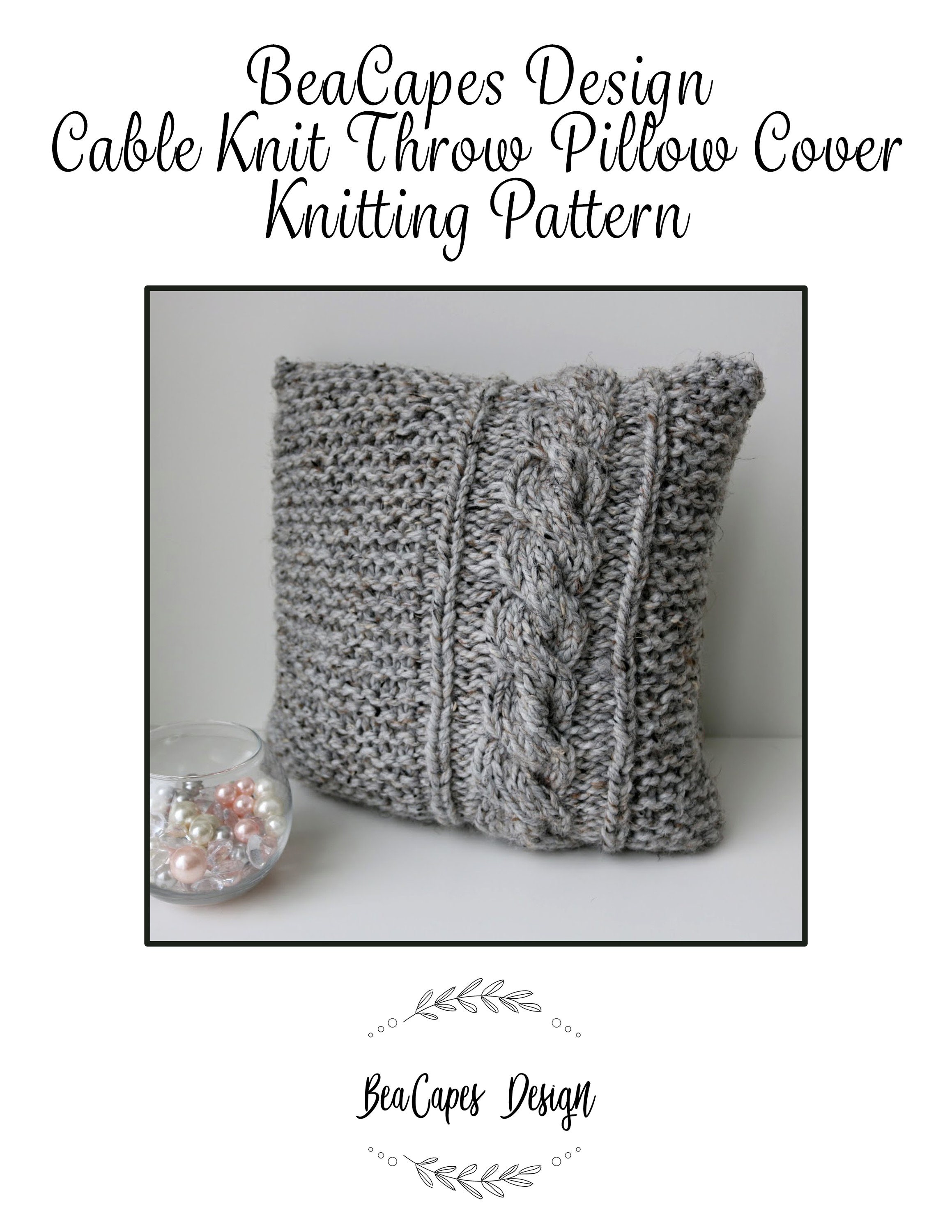 PATTERN Cable Knit Throw Pillow Cover Knitting Pattern Etsy