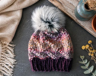 Zig Zag Knit Beanie Pattern | Easy Super Bulky Hat (PDF). Instant Download.