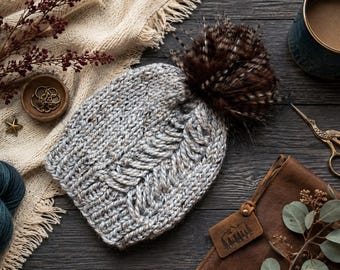 Braided Beanie Knitting Pattern: Fishtail Braid, Super Bulky Yarn (PDF)
