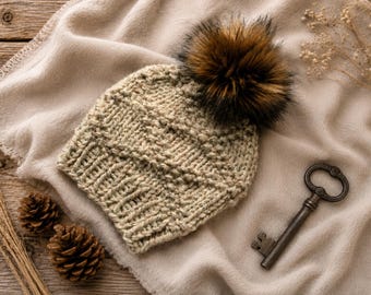 Diamond Beanie Knitting Pattern (PDF). Instant Download.
