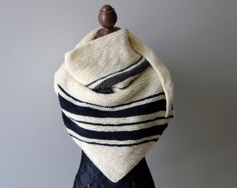 BeaCapes Design Arcadian Triangle Scarf. Handmade Knitted Knit Triangle Scarf, Bandana Scarf, Shoulder Wrap, Shawl.