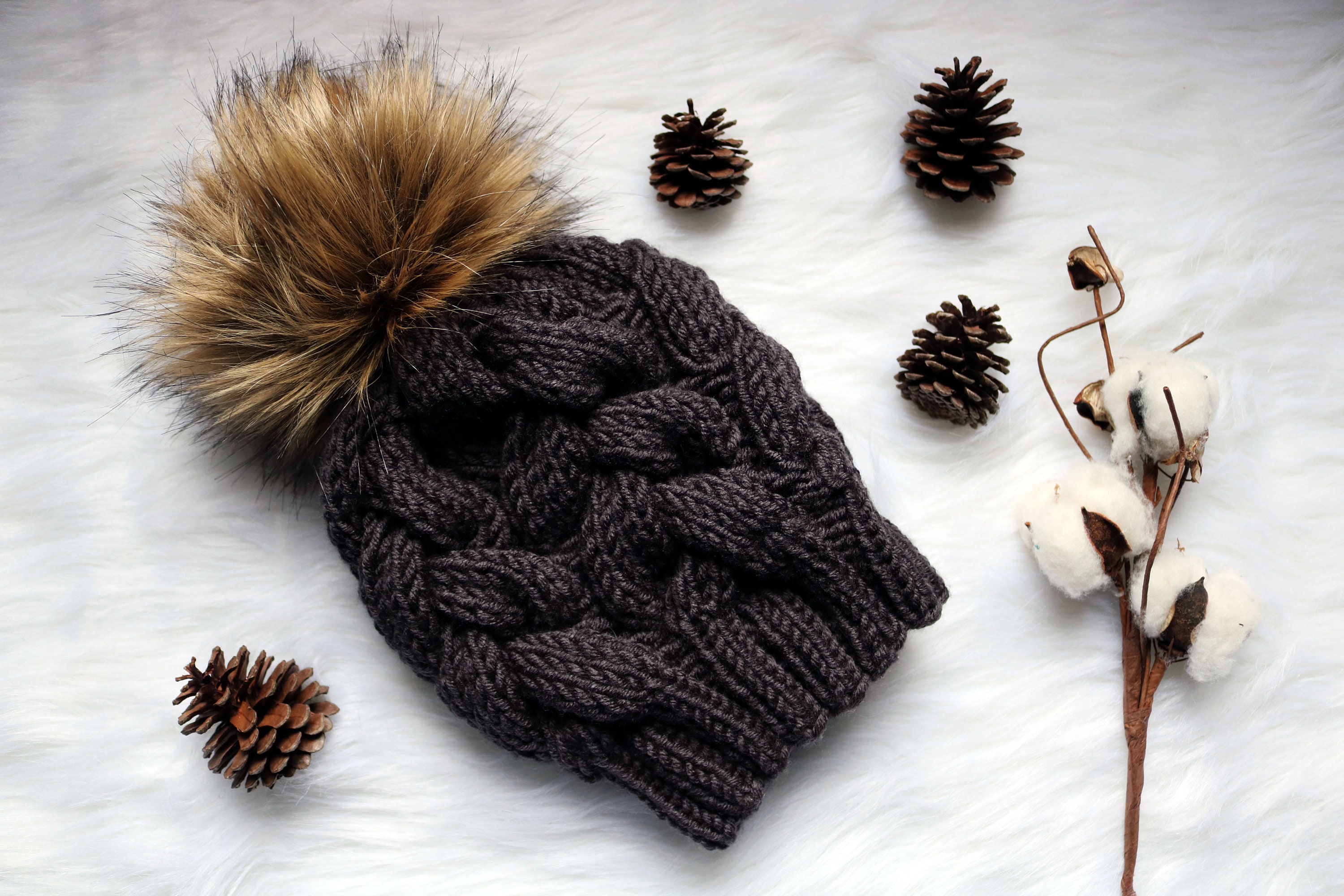 Gorro Invierno Pompón Piel Sintética Gorro De Invierno Para Mujer