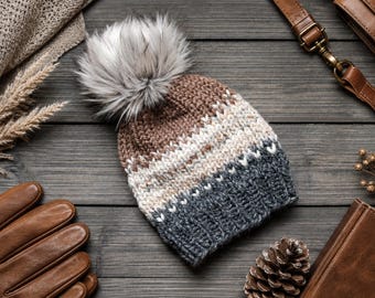 Cozy Fair Isle Knit Beanie Knitting Pattern | Alki Beanie (PDF). Instant Download.