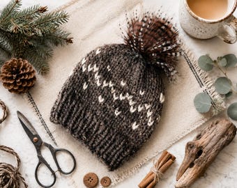 Fair Isle Beanie Knitting Pattern | Chunky Knit Hat | Ember Ridge Beanie (PDF). Instant Download.
