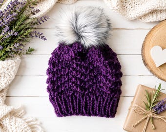 Chevron Beanie Knitting Pattern | Chunky Knit Hat (PDF). Instant Download.