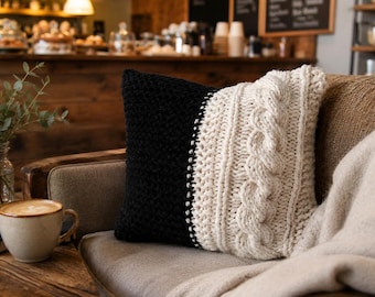 Cable Knit Throw Pillow Cover Knitting Pattern | Vistosa (PDF). Instant Download.