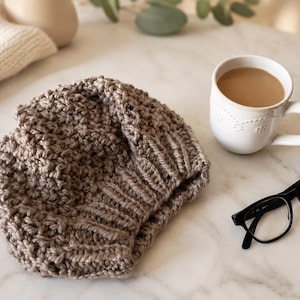 Knitted Slouchy Beanie | Knit Beret | Bellevue Beanie (PDF). Instant Download.