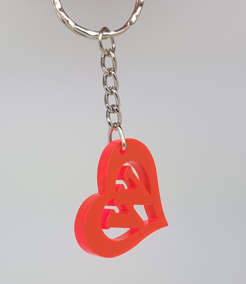 Heart shaped monogram cutout keychain,initial keyring,personalised key ring custom key ring designed personalised keyring