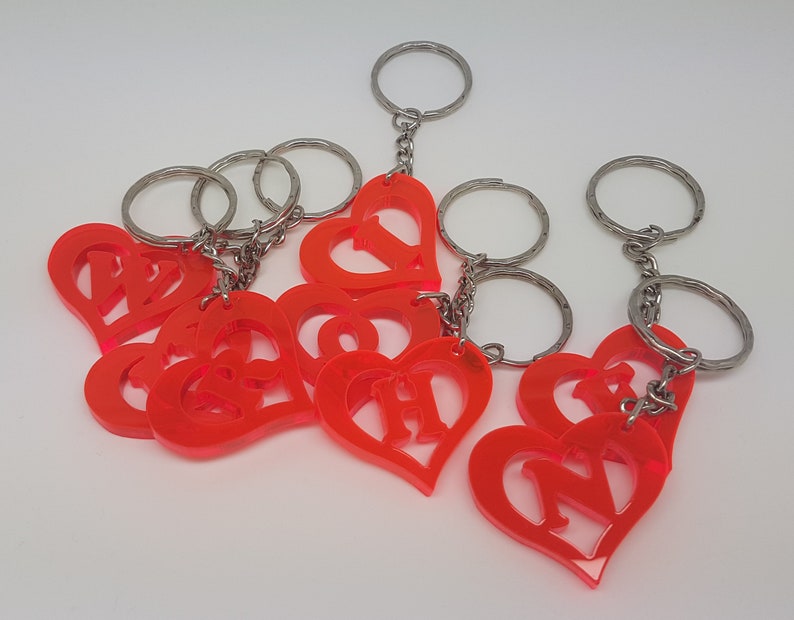 Heart shaped monogram cutout keychain,initial keyring,personalised key ring custom key ring designed personalised keyring