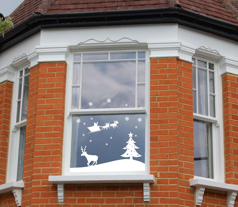 Christmas Window Sticker Setsanta Claussledge With - Etsy UK
