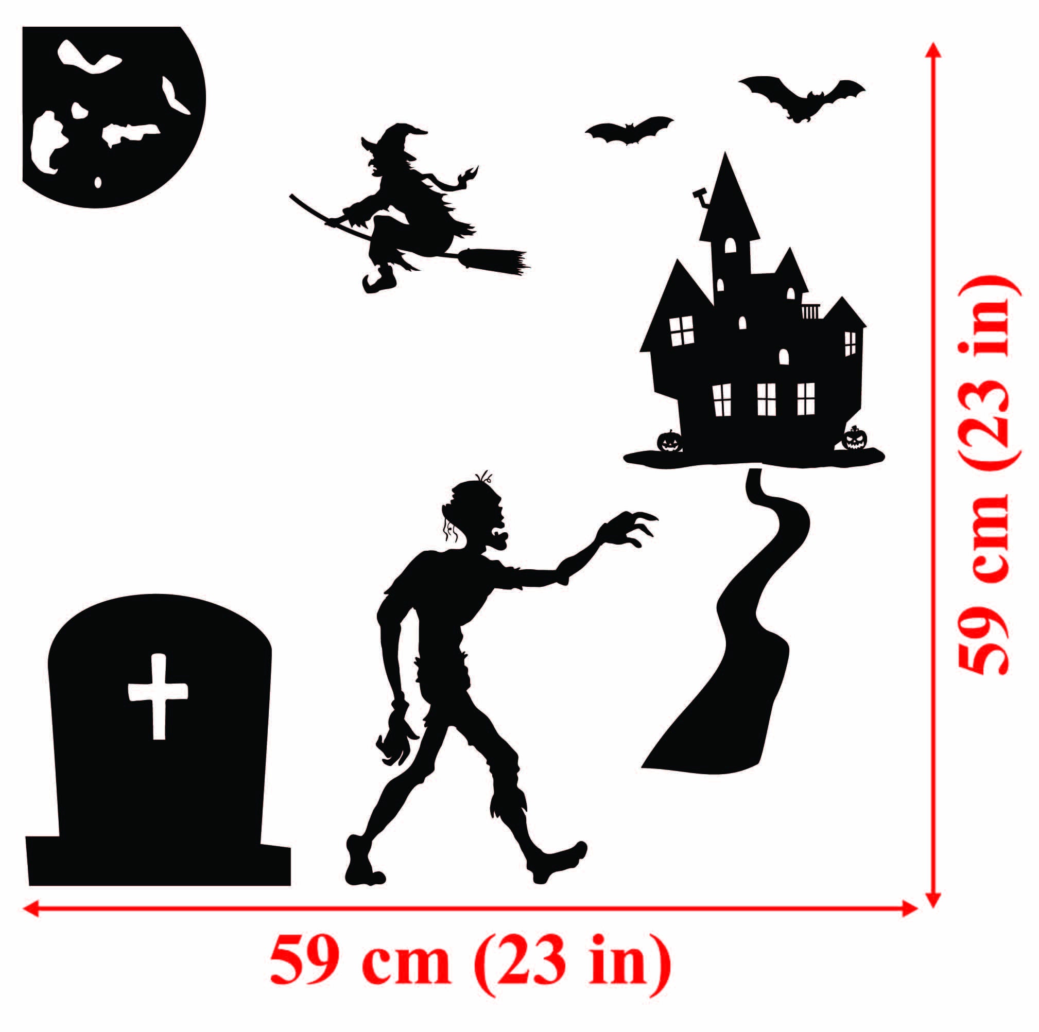 Halloween Window Sticker Set Zombiebatswitch House Etsy UK