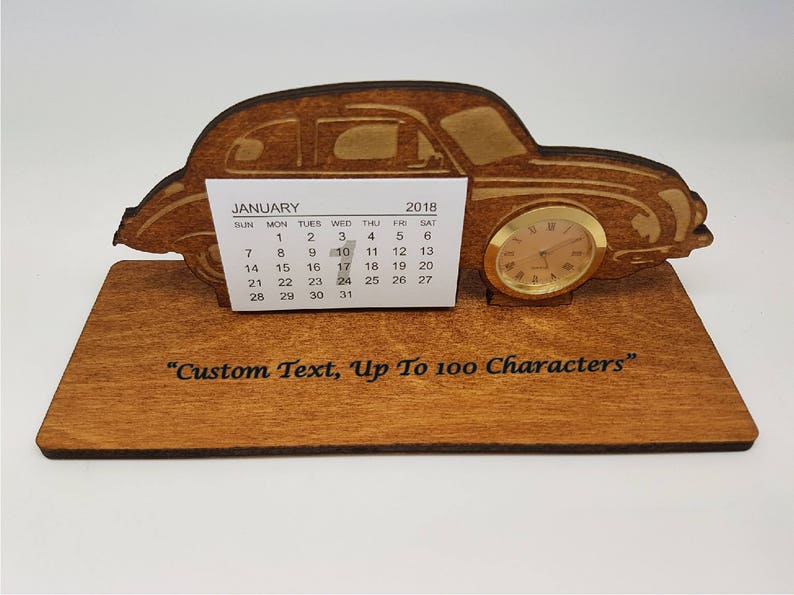 Car Wooden Desk Calendar With Clock 2018 Calendaroffice Image 0