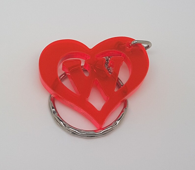 Heart shaped monogram cutout keychain,initial keyring,personalised key ring custom key ring designed personalised keyring