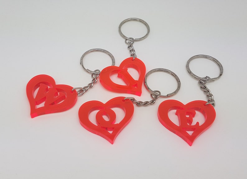 Heart shaped monogram cutout keychain,initial keyring,personalised key ring custom key ring designed personalised keyring