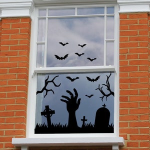 Halloween Window Decals, Halloween Pumpkins and Bat Window Decor