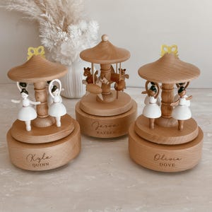 Personalised Musical Carousel Wooden - Musical Carousel - Baby Keepsake - Custom Heirloom Music Box - Newborn Gift - Personalized Baby Gift
