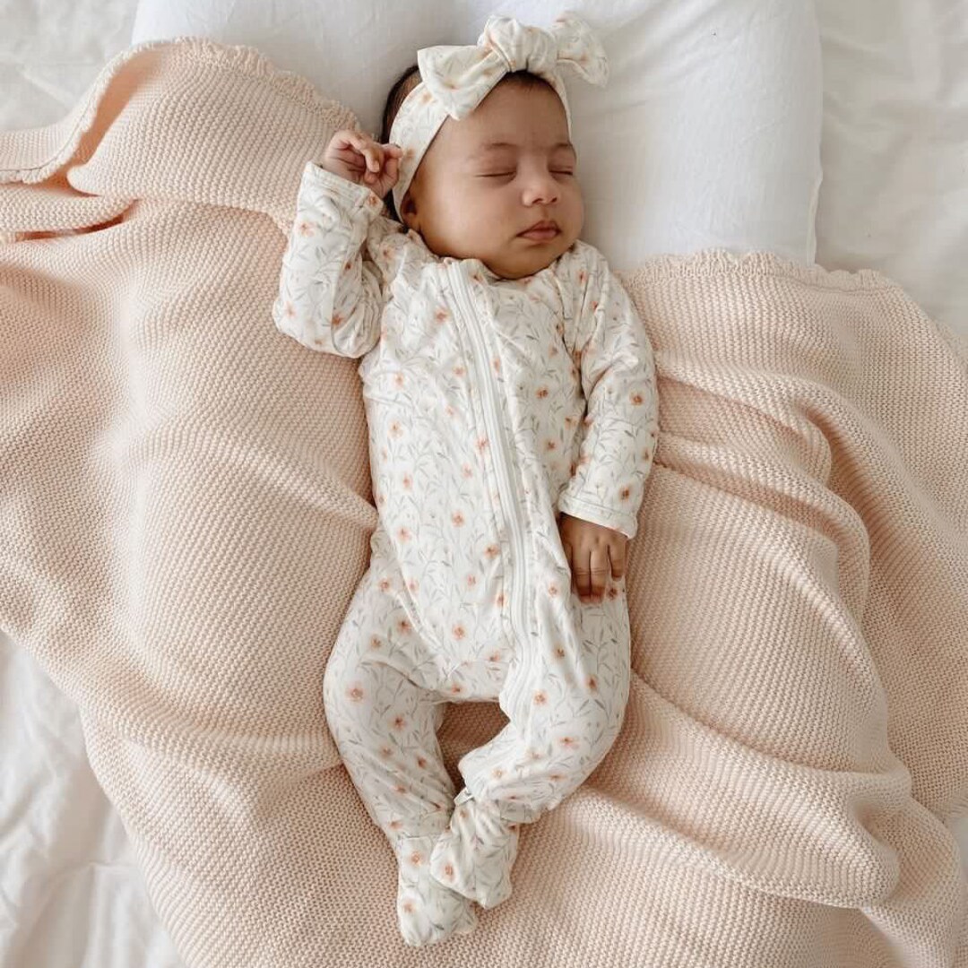 Blossom Bamboo Baby Growsuit Double Zip Footie Romper Zipsuit Baby