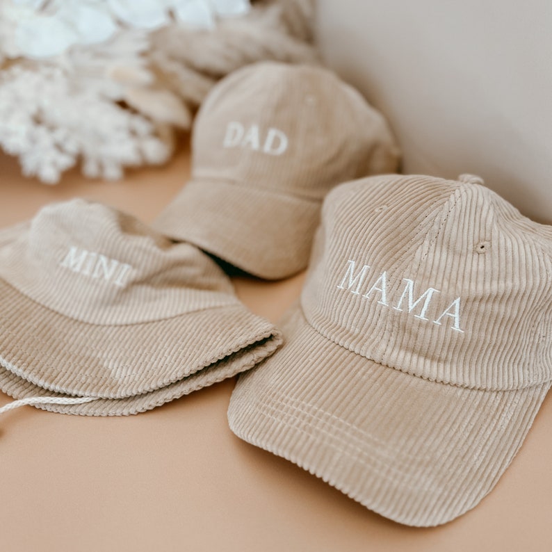 Dad Corduroy Curve Brim Cap Gift for Dad Embroidered Dad Classic corduroy fabric timeless cap Matching family caps image 4