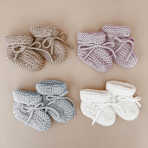 Powder Knitted Booties Newborn-6M Baby Socks Newborn Baby Announcement Outfit Heirloom Knit Clothing Baby Boy or Girl image 2