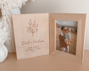 Personalised Our First Father's Day 2023 Wooden Photo Frame - Gift for Dad