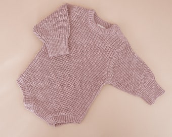 Lilac Chunky Knit Romper - Romper only - Newborn to 12M - Newborn photoshoot - First outfit - Purple colour