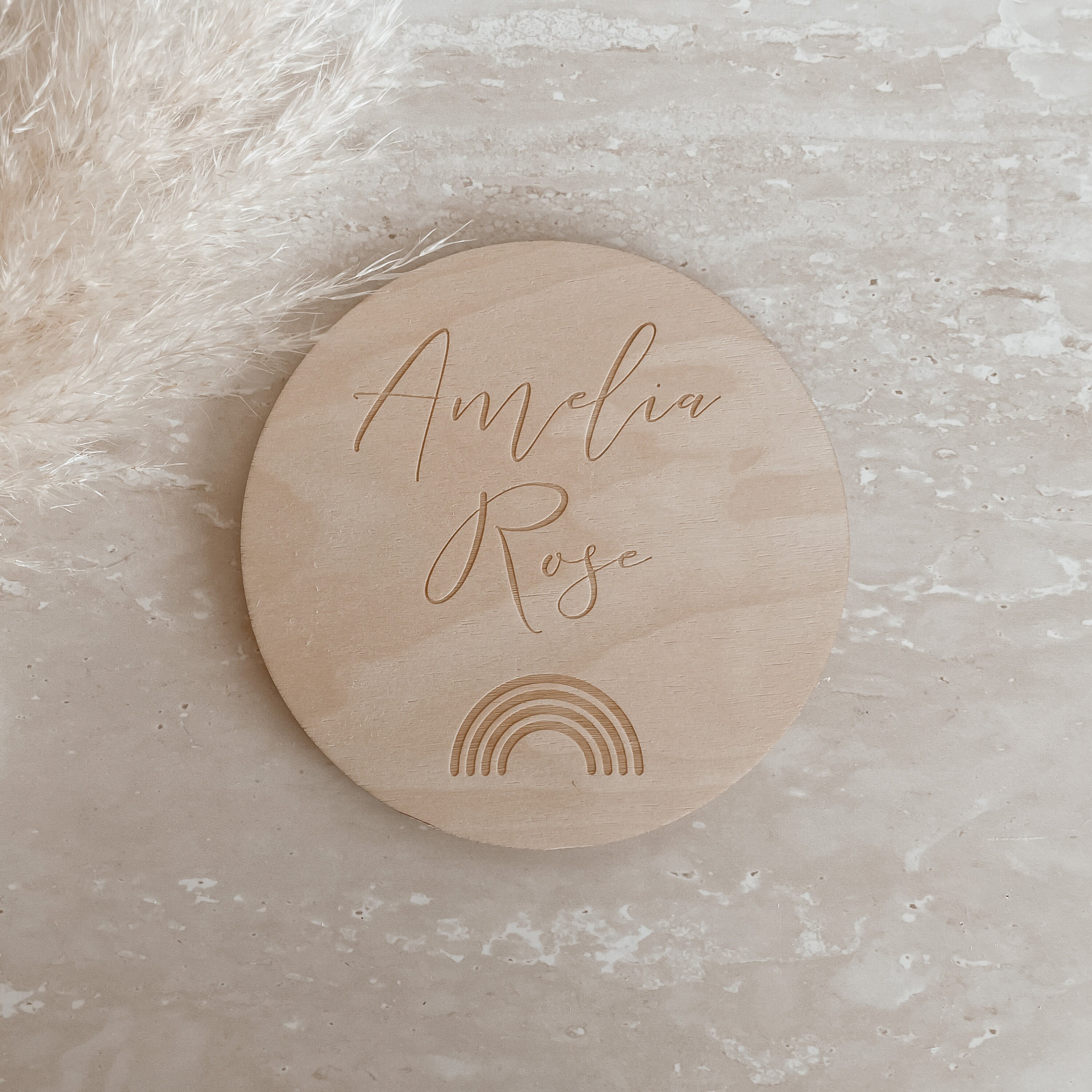 Custom Wooden Birth Announcement Plaque 15cm - Baby Name - Milestone ...