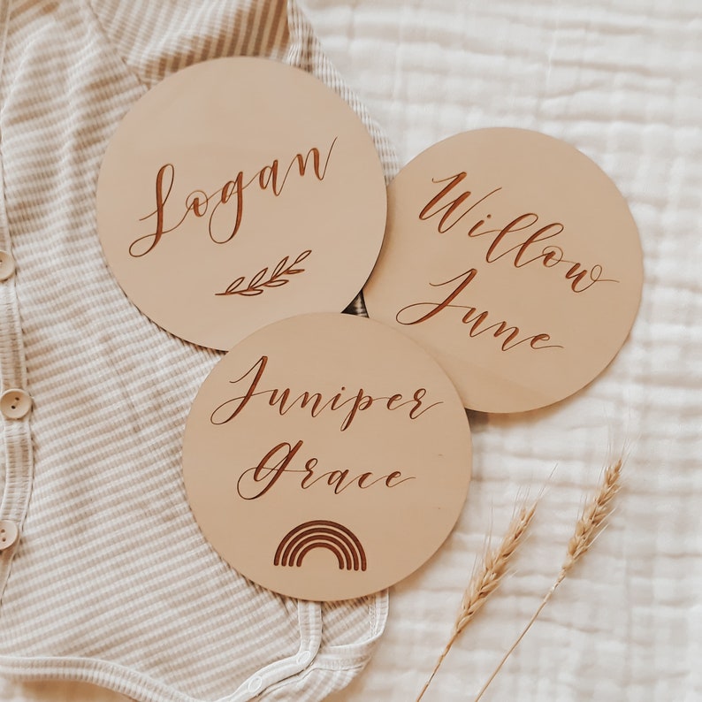 Custom Wooden Birth Announcement Sign Milestone Disc | Etsy