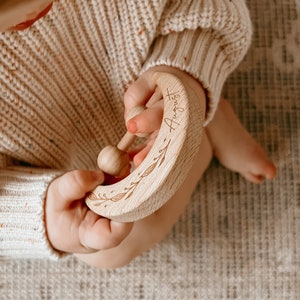 Custom Wooden Moon Baby Rattle - Etsy