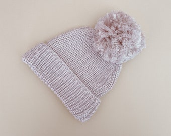 Lavender Mini Knit Beanie  -Baby and Toddler - Winter Cotton Bonnet - Babies First Outfit - Photography Prop - Gender Neutral Clothing