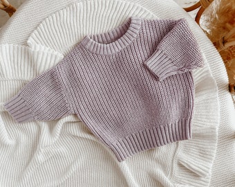 Lavender Mini Knit Sweater - Baby and Toddler - Cotton Jumper - Customisable - Babies First Outfit - Photography Prop - Matching Sets