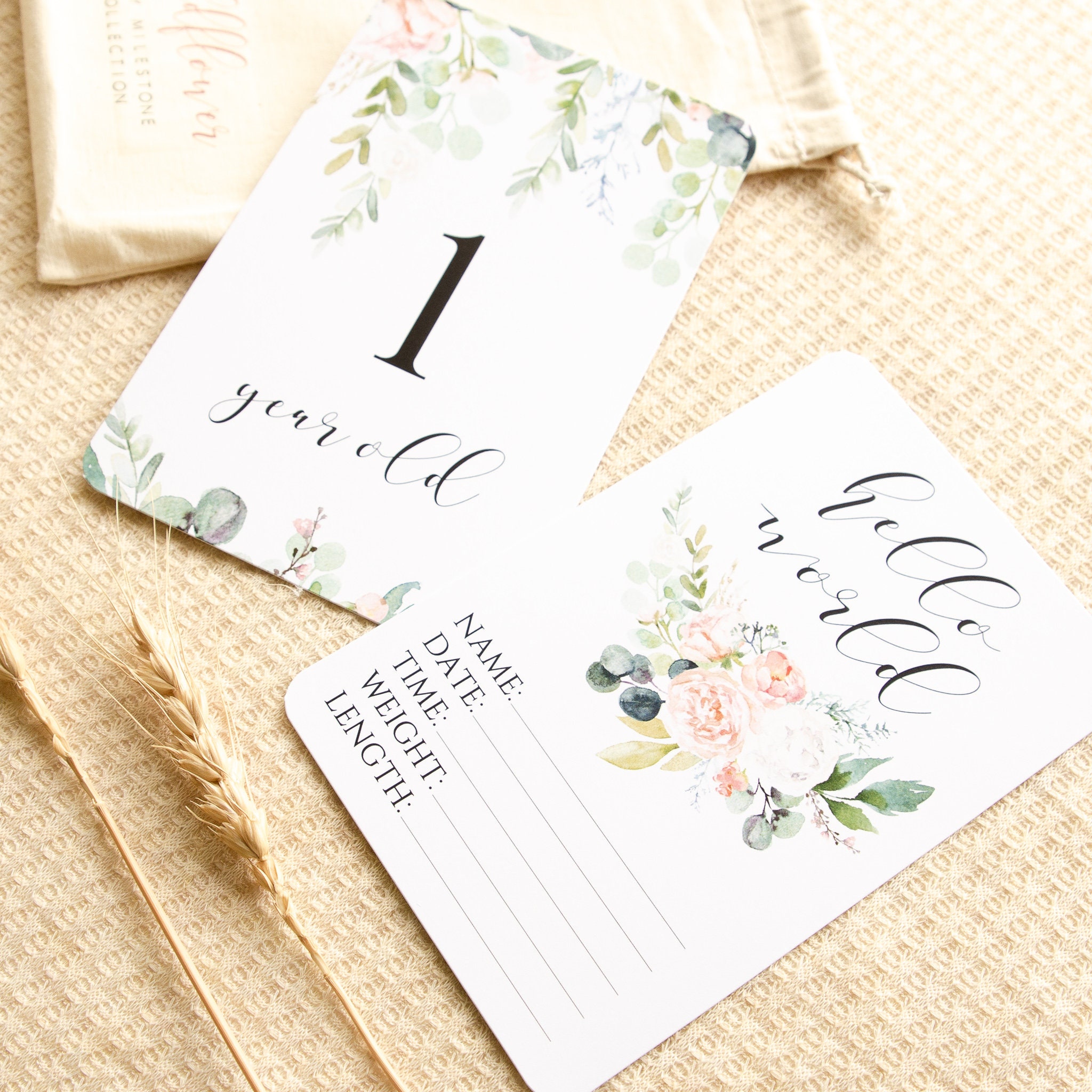 Wildflower Baby Girl Milestone Cards Watercolor Floral - Etsy Australia